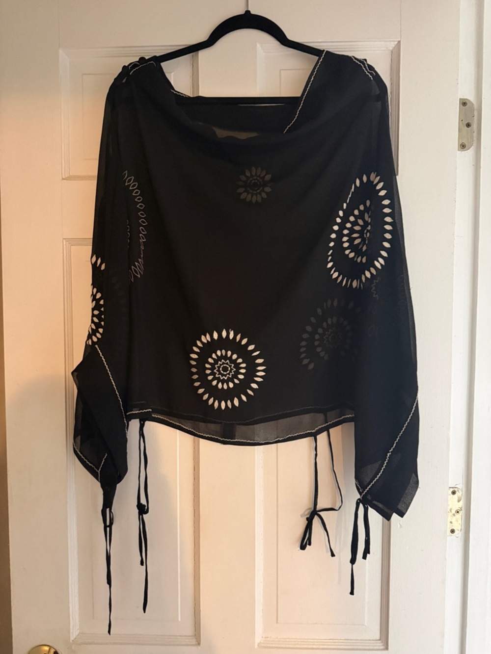 Free People Black Tunic Top with Sheer Detail
